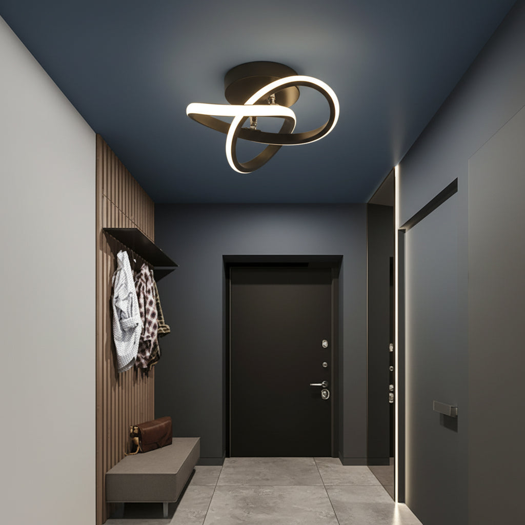 Modern LED Ceiling Light – Minimalist Black Flush Mount Lamp for Living Room, Bedroom & Entryway