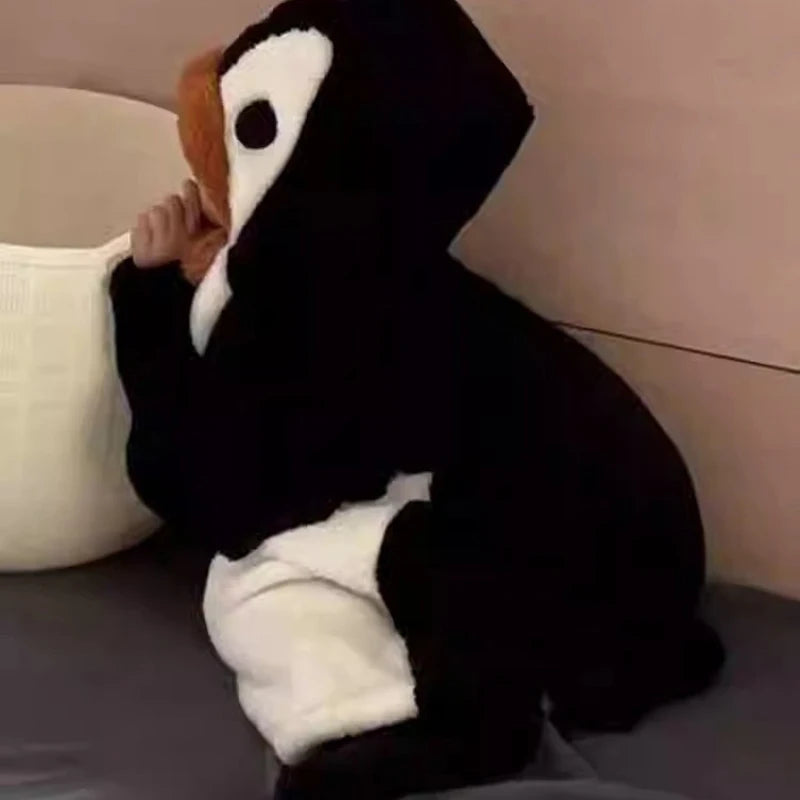 Women's Pajamas Penguin Onesies Flannel Cartoon Animal Robes For Adults  Halloween Christmas Cosplay Costume Loose Sleepwear