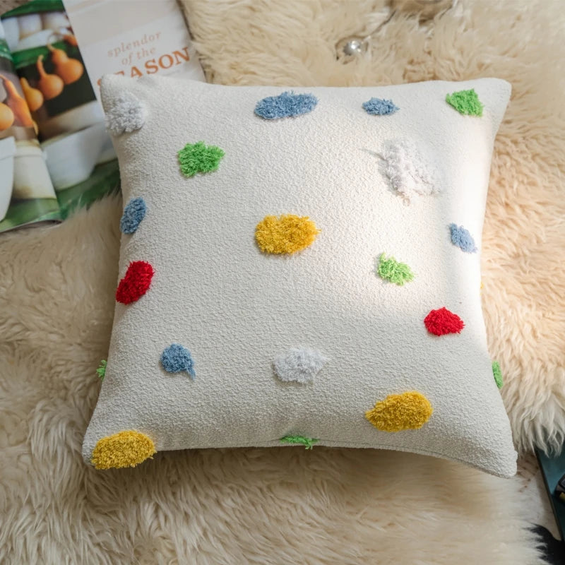 Cute Cat Plush Pillow Cover 45×45cm, Embroidered Cartoon Animal Cushion Case, Soft Decorative Sofa Pillowcase for Living Room, Bedroom, Chair, Bed & Home Decor