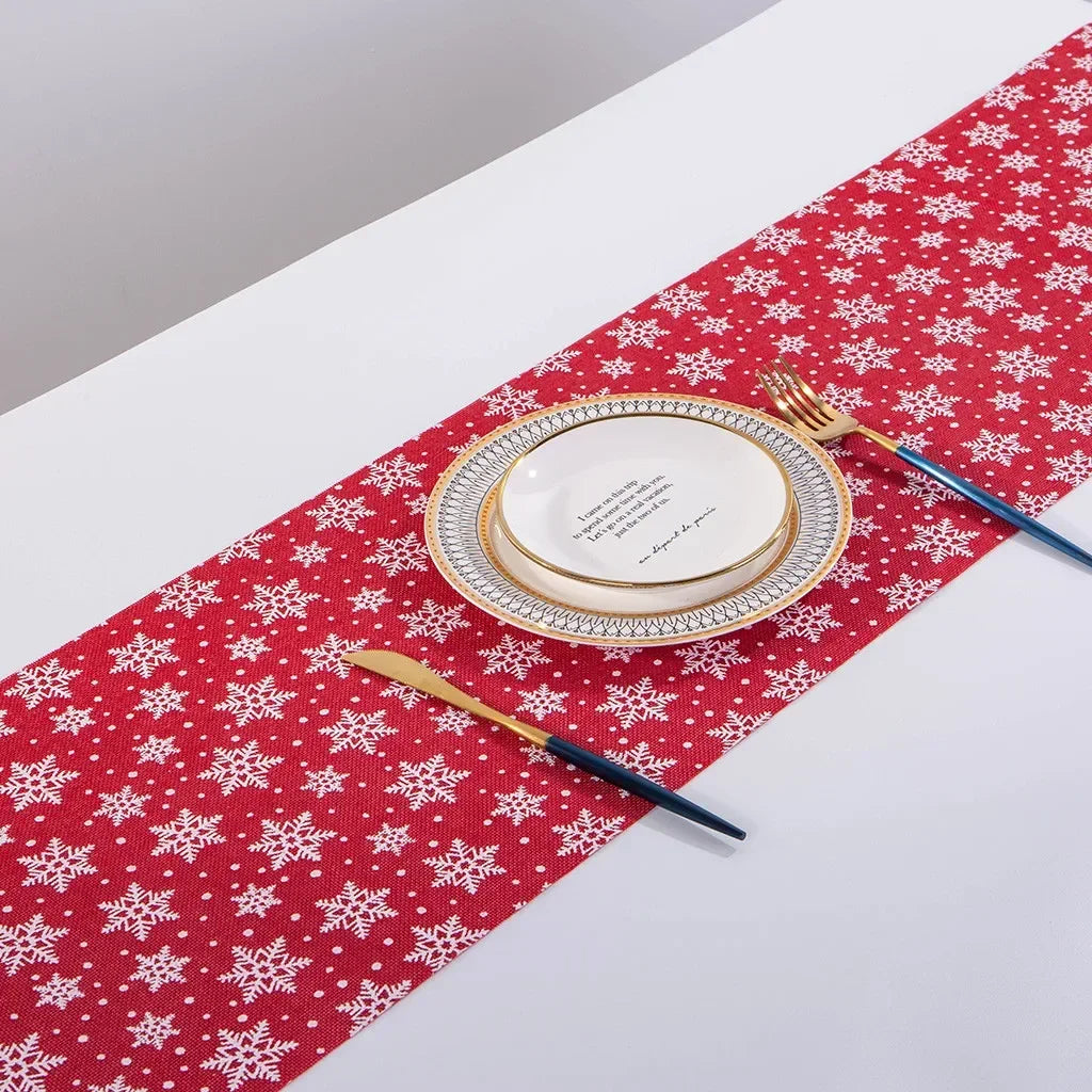 Christmas Table Runner with Embroidered Snowflakes, White Festive Holiday Tablecloth 28×270cm, Rustic Christmas Dining Table Decor for Home, Party, Wedding & Dinner