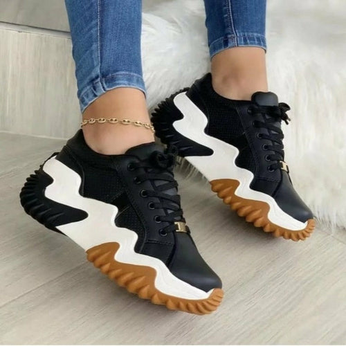 Women's Thick Sole Canvas Sneakers – Casual Summer Platform Shoes, Lightweight Lace-Up Everyday Footwear