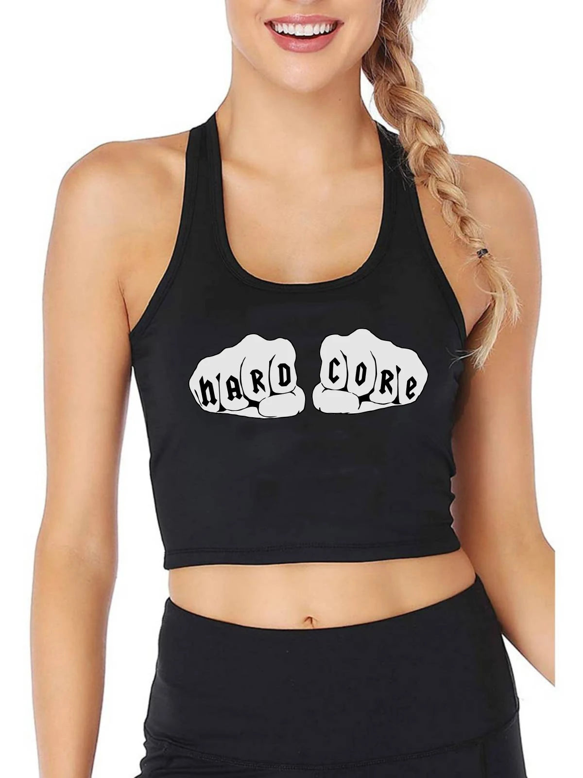 Hardcore Fists Rave Quote Tank Top Basic Solid Crop Top Summer Sport Style Designing Breathable Slim Fit Tank Top