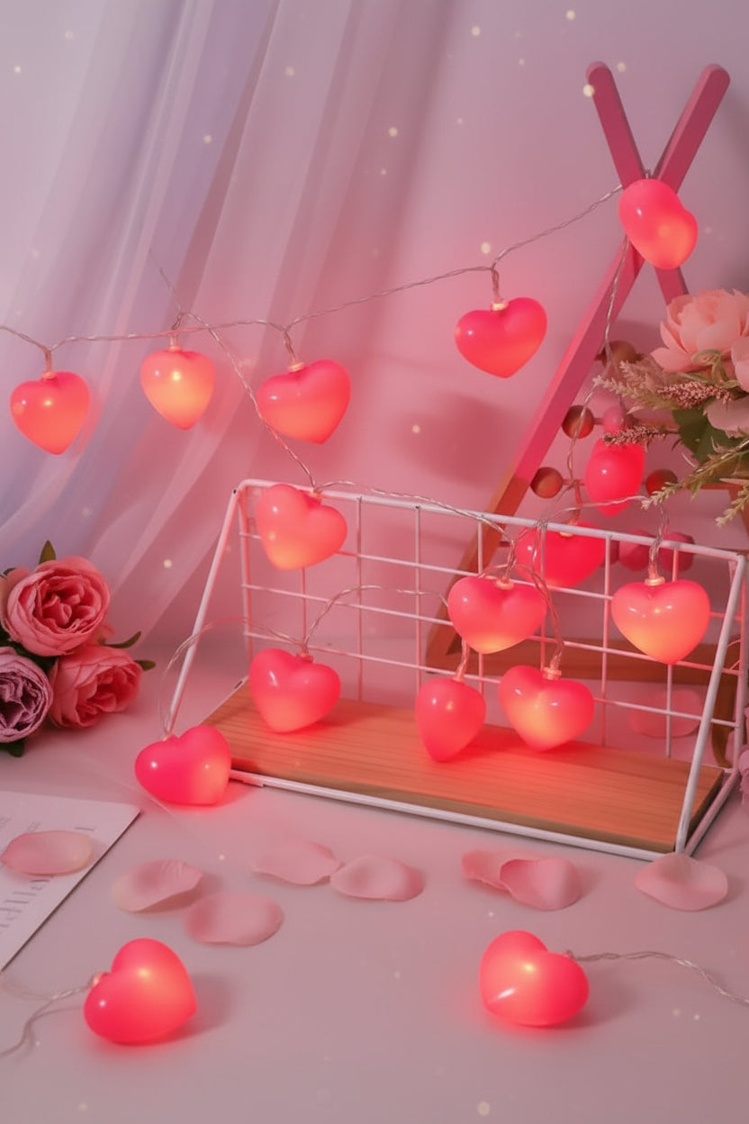 LED Heart String Lights – Warm White Battery & USB Fairy Lights for Christmas, Weddings & Home Decor