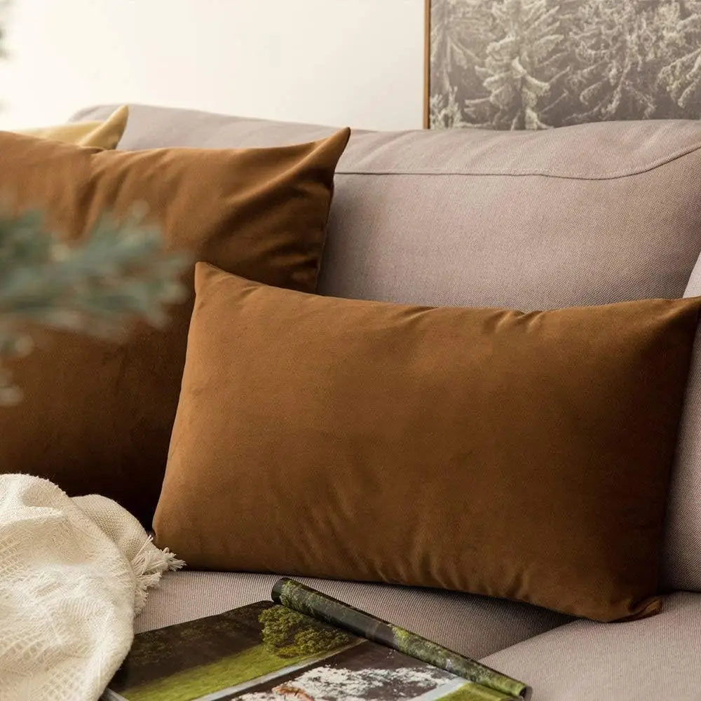 Decorative Velvet Pillow Cover for Sofa, Nordic Retro Style Solid Square Throw Cushion Case, Woven Plain Pillowcase for Living Room, Bedroom, Chair & Home Decor
