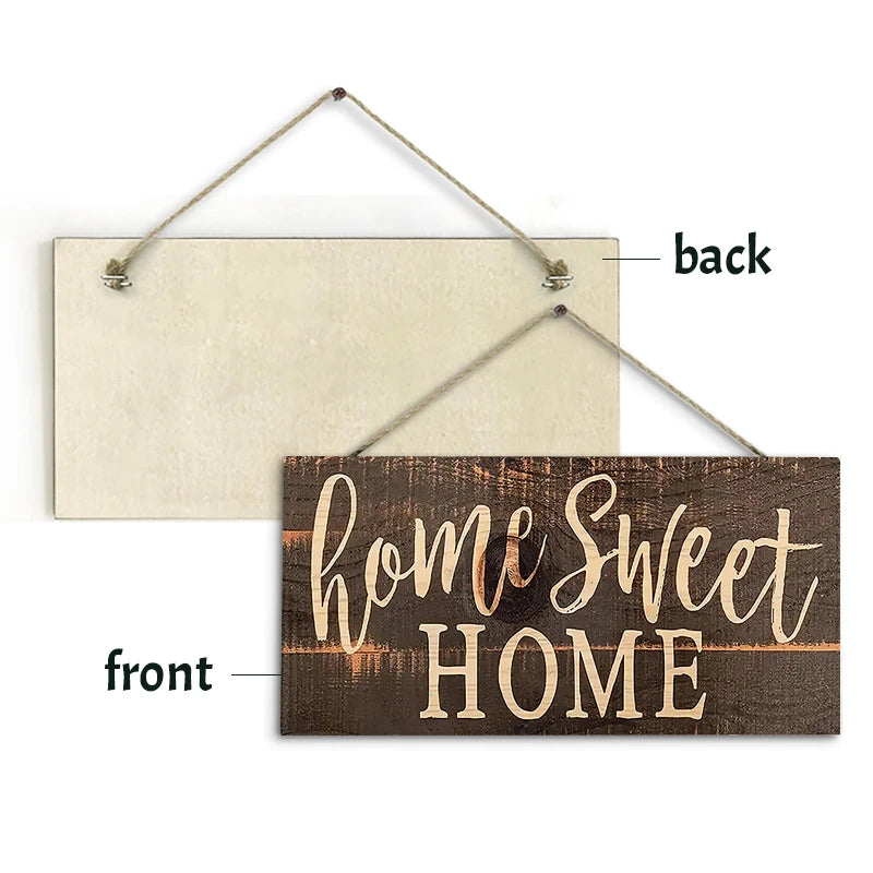 Rustic “Home Sweet Home” Wooden Wall Hanging Sign, Vintage Wood Art Plaque for Living Room, Front Door, Entryway & Home Decor, Decorative Door Sign