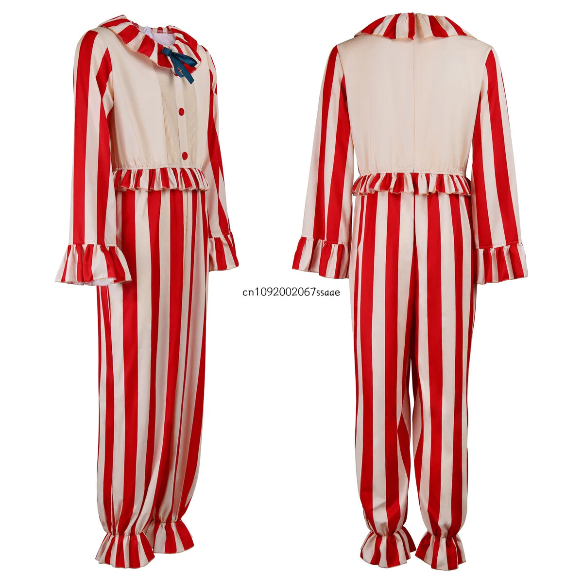 Halloween Costume Horror Movie Cornfield Clown Cosplay Frendo  Red And White Striped Jumpsuit Scary Killer Clown Party Outfits