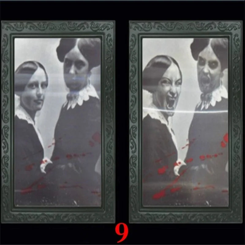 Halloween Party Horror Props 3D Changing Face Ghost Picture Frame Scary Wall Hanging Ornament Haunted House Atmosphere Decor