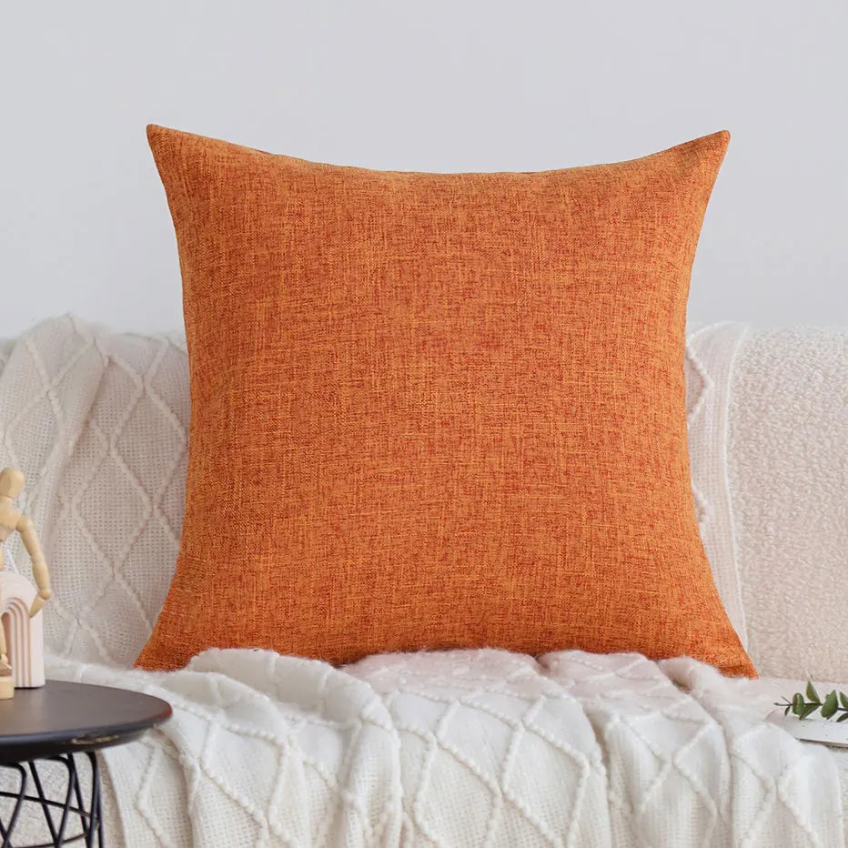 Orange Cushion Cover 45×45cm, Solid Decorative Throw Pillowcase, Woven 100% Polyester Sofa Pillow Cover for Living Room, Bedroom, Chair, Car & Modern Home Decor