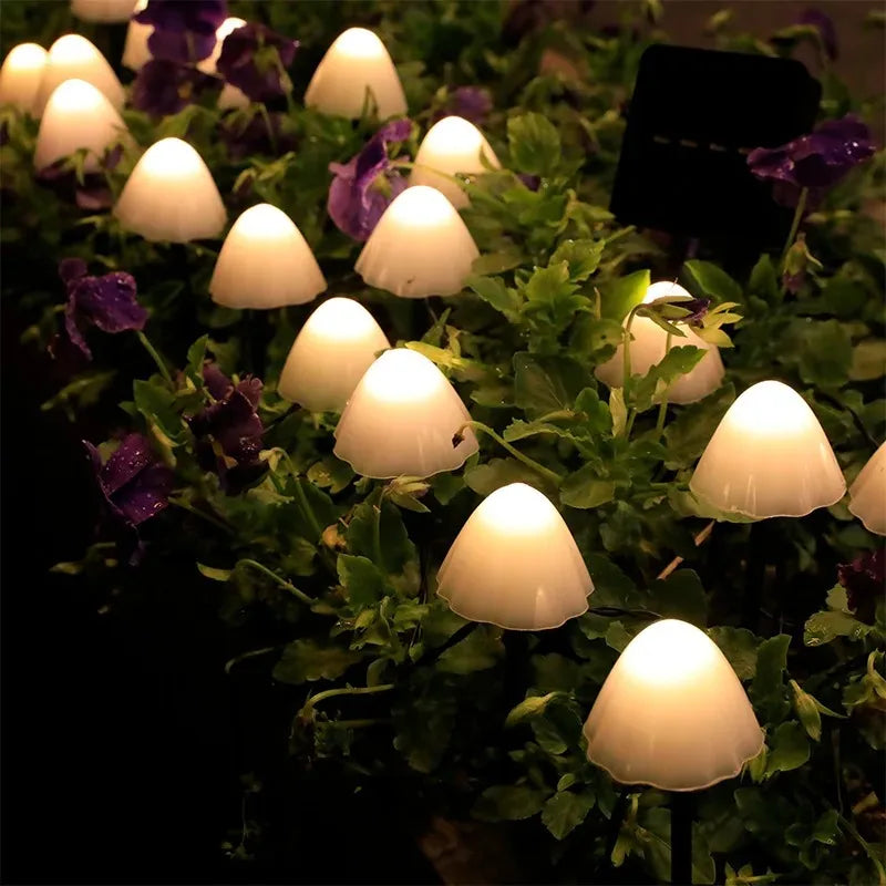Solar Mushroom String Lights 5M, IP65 Waterproof LED Garden Lights for Outdoor Patio, Terrace, Pathway, Yard & Landscape Decor
