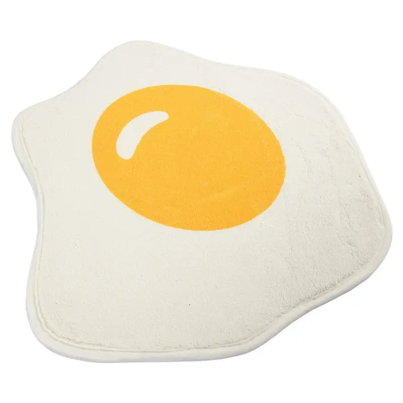 Poached Egg Rug for Kids, Cute Cartoon Floor Mat with Anti-Slip PVC Backing, Soft Polyester Suede Carpet for Bedroom, Nursery, Playroom & Home Decor