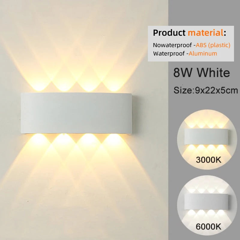 Modern LED Wall Sconce, Up & Down Wall Mount Light with Aluminum Body, 3000K/6500K Non-Dimmable Indoor Lamp for Bedroom, Living Room, Hallway & Foyer