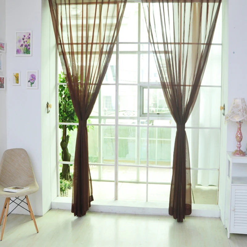 Colorful Sheer Tulle Curtain 1pc, 200×98cm Polyester Rod Pocket Window Panel with Plant Embroidery, Translucent Curtain for Bedroom, Kitchen, Living Room & Kids Room