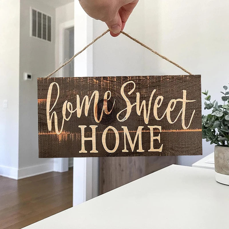Rustic “Home Sweet Home” Wooden Wall Hanging Sign, Vintage Wood Art Plaque for Living Room, Front Door, Entryway & Home Decor, Decorative Door Sign