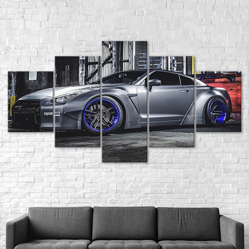 5 Panel Sports Car Wall Art Unframe Vehicle Canvas Painting HD Print for Living Room Home Decoration Racing Car Poster Wall Art