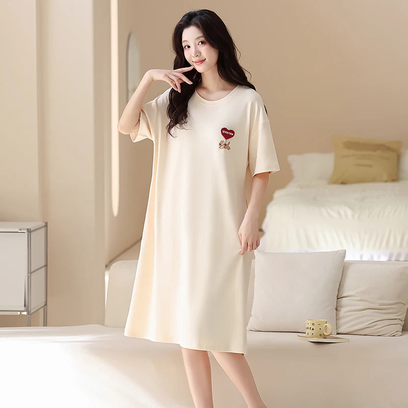 Newest Couple Pajamas Set Summer Short Sleeve Sleepwear 100% Cotton Men and Women Cute Cartoon Pijamas Women Nightgown