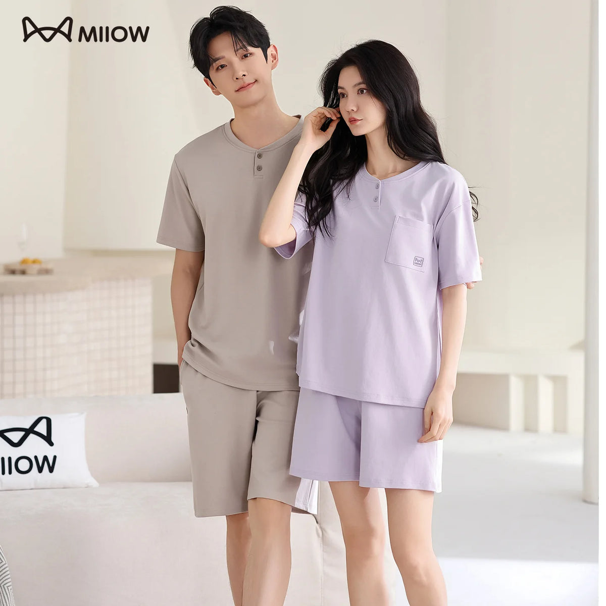 Summer Sleep Lounge Pajama Short-Sleeved Women's Pajama Set Cartoon Pyjamas Pure Cotton Couple Sleepwear Home Fashion