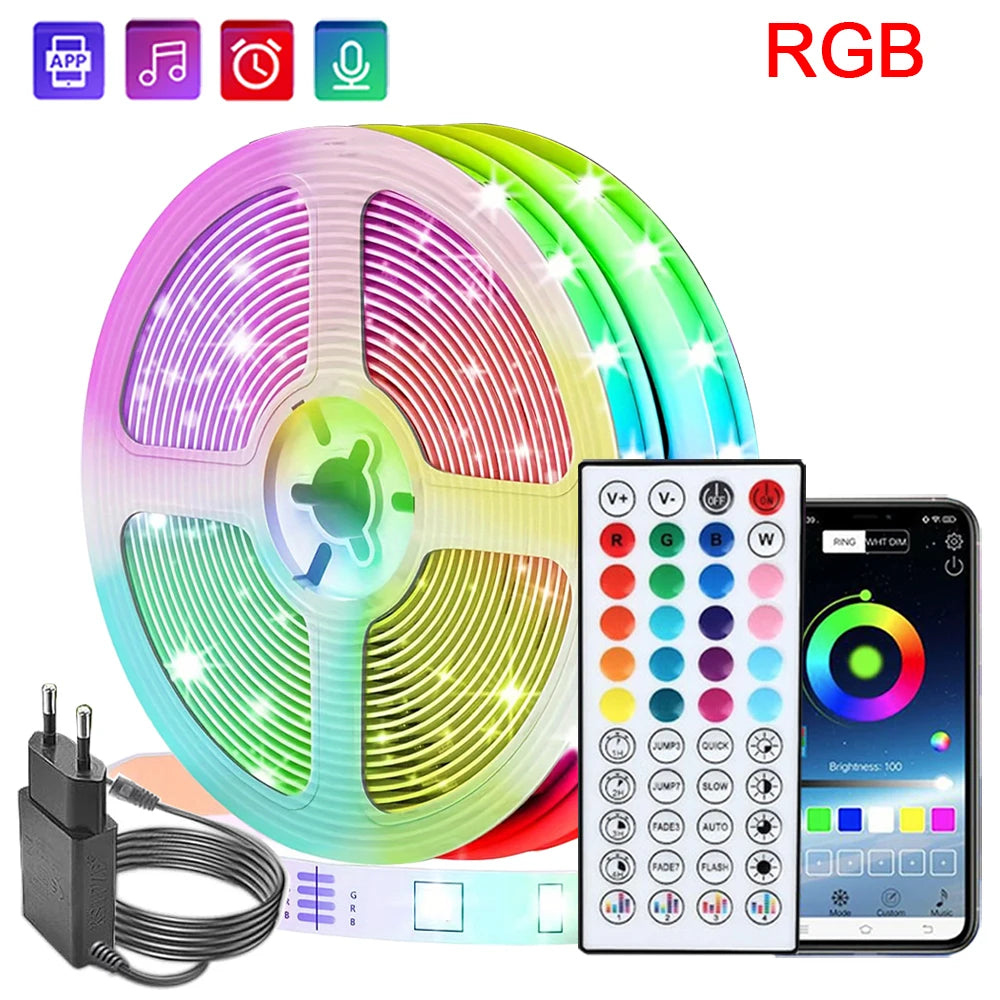 RGB LED Strip Lights for Room, 10M/20M/30M Music Sync LED Light Strip with App & Remote, 24V Flexible LED Tape for Bedroom, TV Backlight & Home Decor