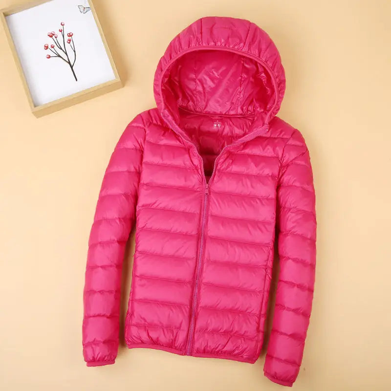 Autumn and Winter Women's Hooded Down Jacket 2026 New Simple Fashion Solid Color Elegant Commuter Mother Outdoor Jacket