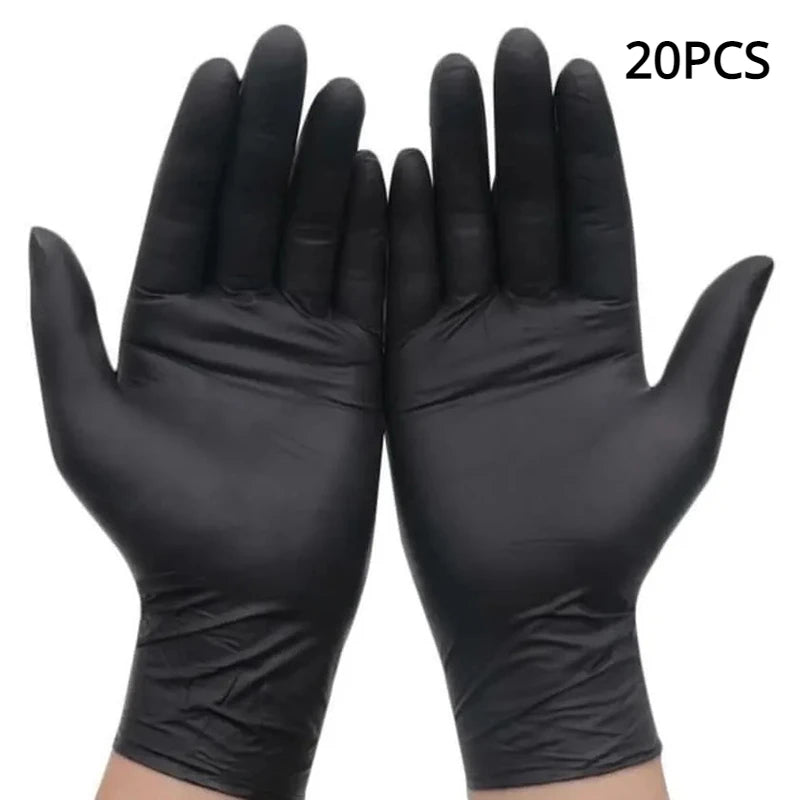 50/20PCS Disposable Black Nitrile Gloves Latex Free Waterproof Durable Suitable for Kitchen Food Processing Beauty SalonFamily