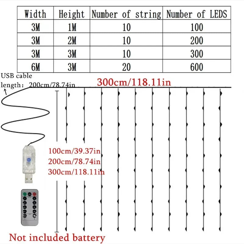 Christmas Curtain Lights 3M–6M, 8-Mode USB LED Fairy Lights with Remote Control, Silver Wire String Lights in Warm White, White & Multicolor for Wedding, Party & Home Decor