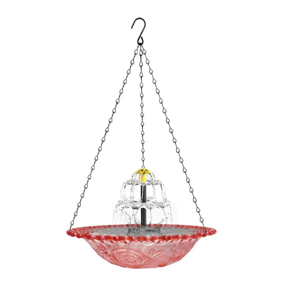 Solar Bird Bath Solar Powered Hanging Bird Bath Fountain Outdoor Cascade Water Fountain Pump Hummingbird Shower Bowl for Garden