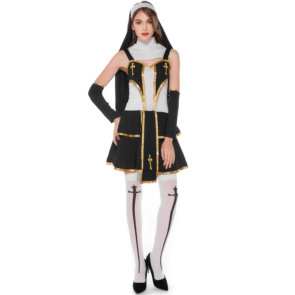 Halloween Costumes Religious Pastor Father Priest Pope Costume Medieval Nun Cosplay Carnival Party Fancy Dress Up for Men Women
