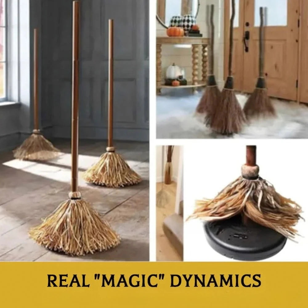 Broom Decorative Props Sound Move Witch Broom Halloween Decorative Props