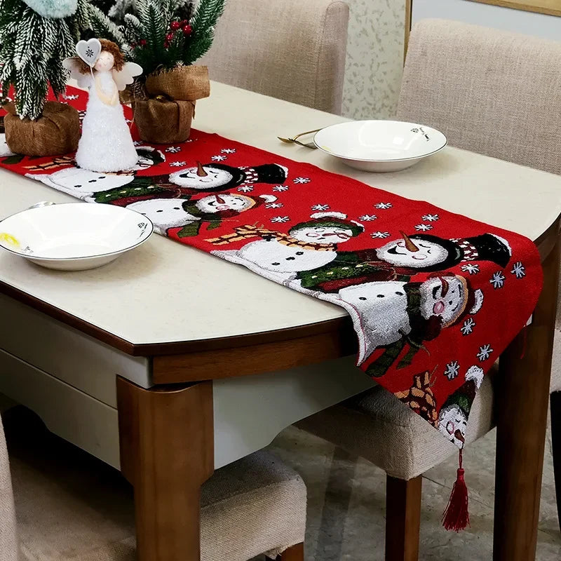 Christmas Table Runner 200×34cm – Santa Claus, Christmas Tree & Holiday Printed Tablecloth for Dinner, Party & Home Decor
