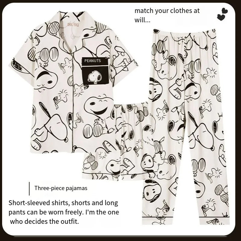 Cute Snoopy Couple Pajamas Set, Cute Cartoon Printed Short Sleeved Pajamas for Men and Women, 2026 New Fashiona Casual Home Wear