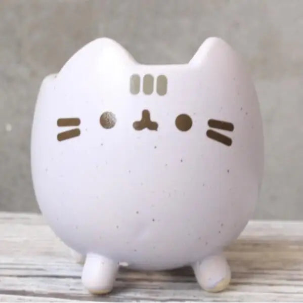 Cute Cat Succulent Pot with Drainage Hole, Small Ceramic Flower Planter, Animal Desktop Flowerpot for Home, Office, Garden, Bonsai & Gift Decor