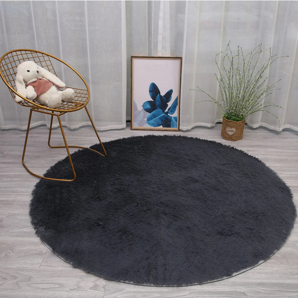 Faux Sheepskin Rug 40cm, Soft Shaggy Wool-Look Carpet Mat, Non-Slip Plush Floor Rug for Bedroom, Bedside, Living Room & Home Decor