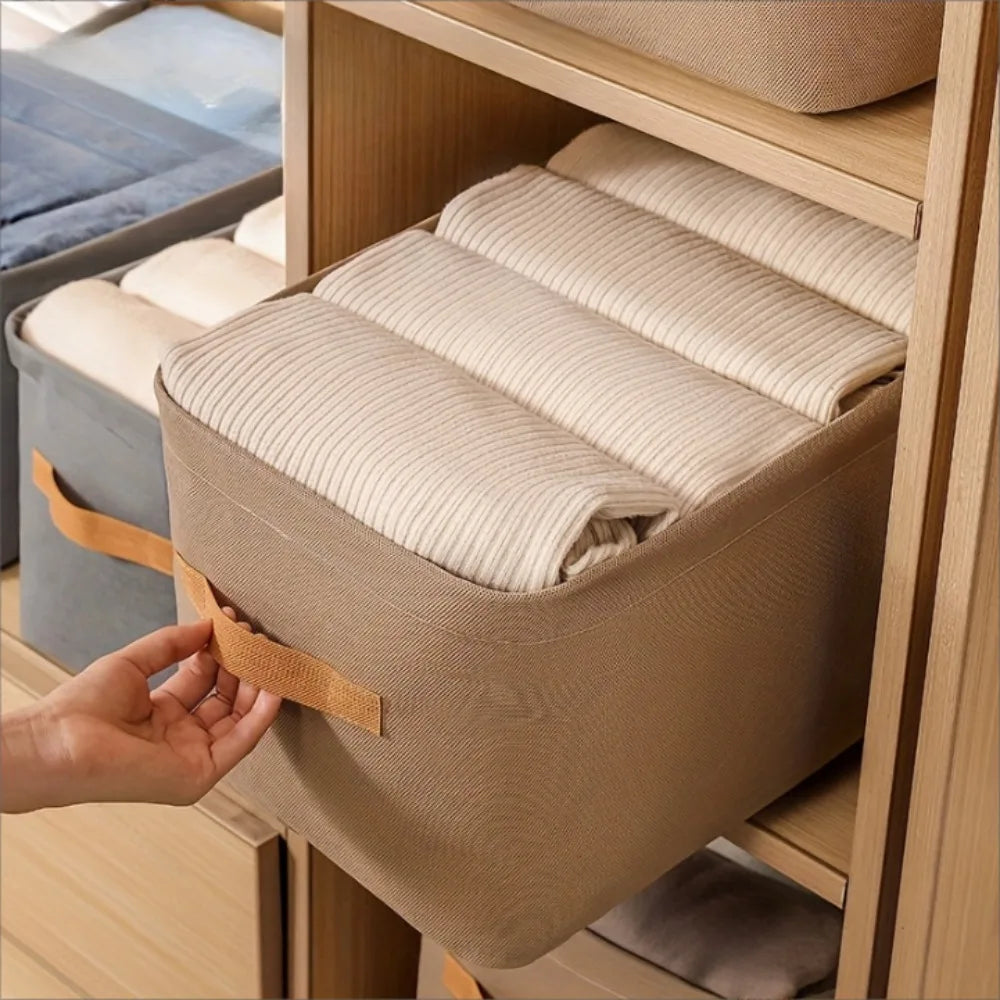 Clothes Organizer Baskets for Home, Foldable Linen Closet Organizers and Storage Basket for Shelves, Clothes Organizer
