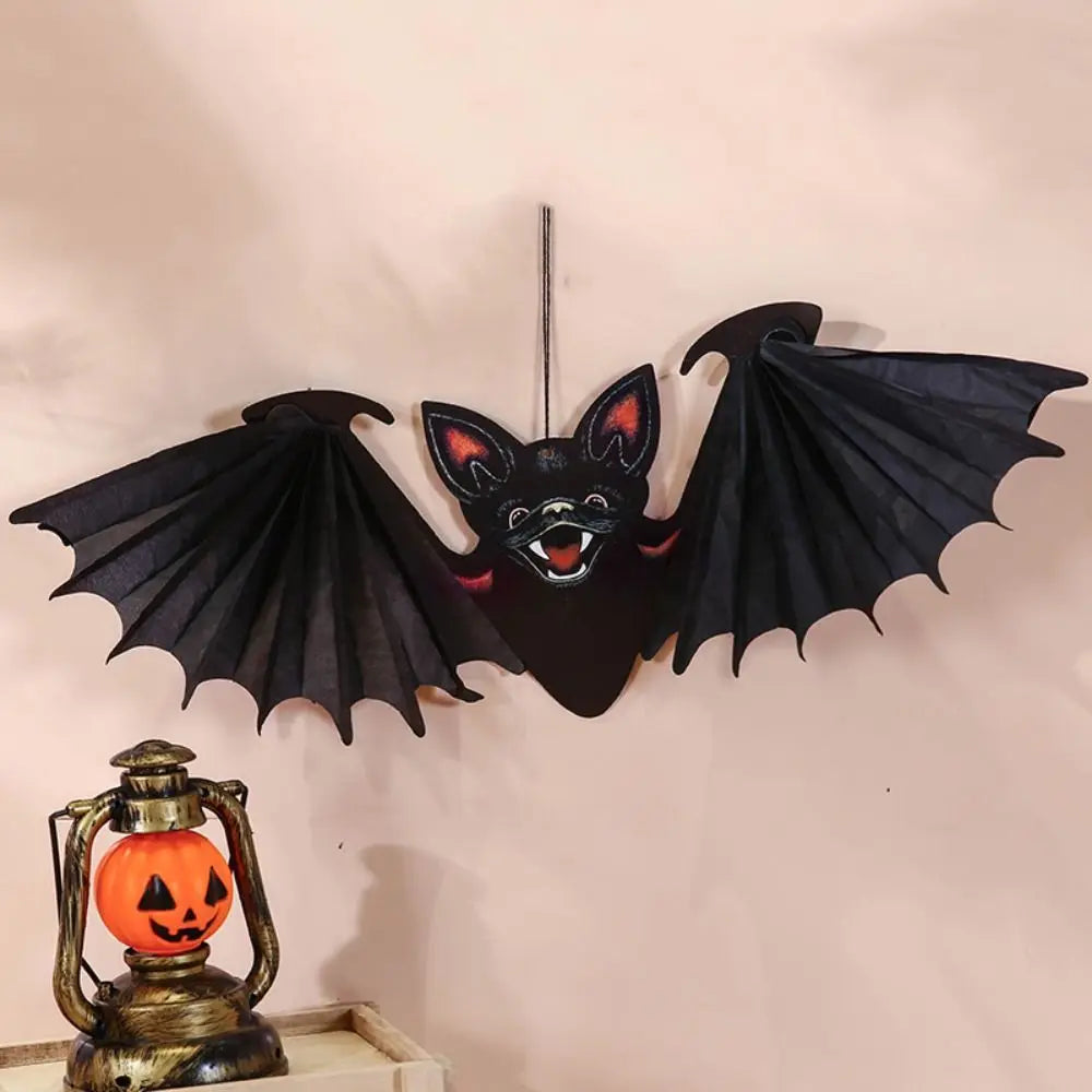 Creative Bat Halloween Party Prop Ghost Spider Halloween Paper Pendant Witch Hat Foldable Pumpkin Lantern Outdoor