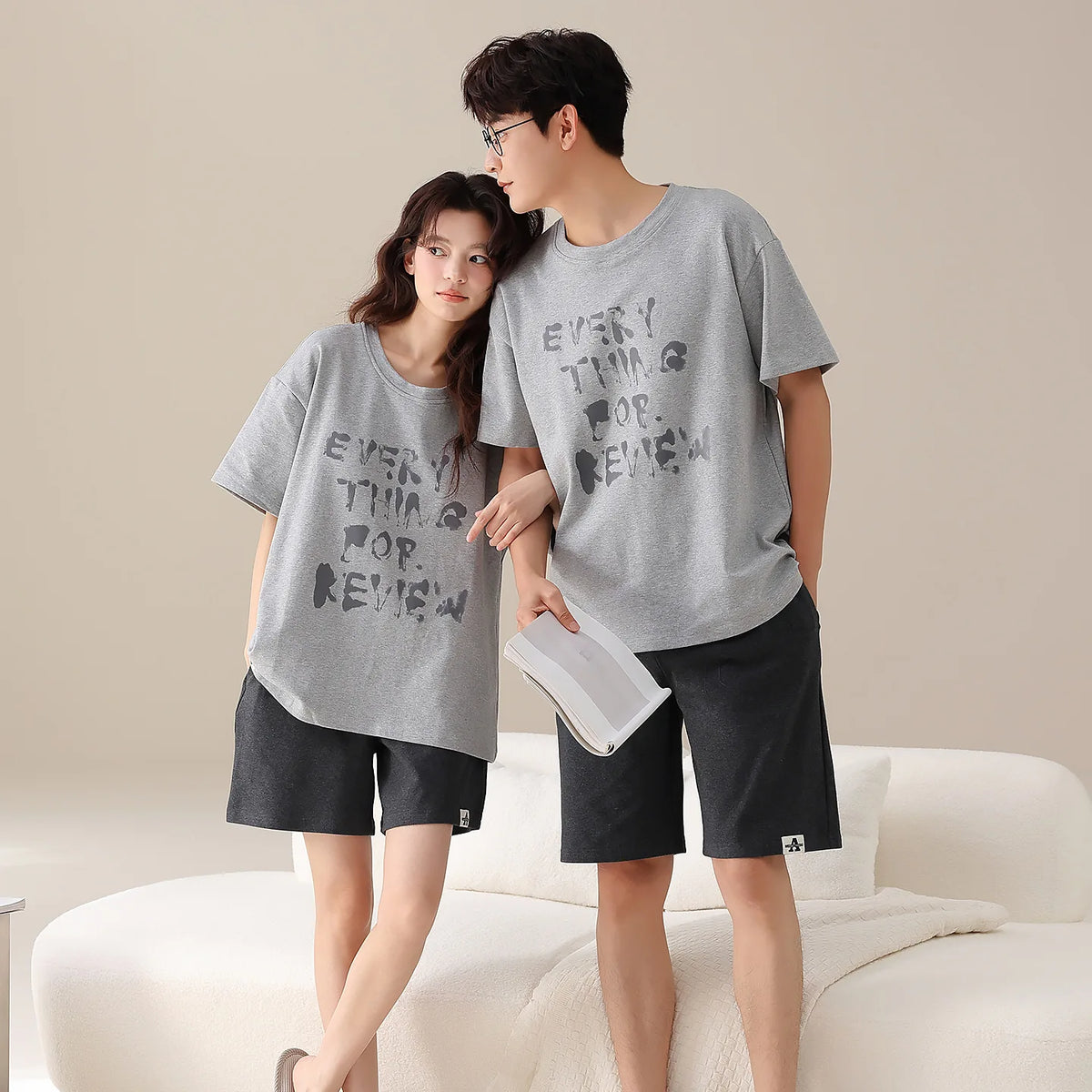 Summer Sleep Lounge Pajama Short-Sleeved Women's Pajama Set Cartoon Pyjamas Pure Cotton Couple Sleepwear Home Fashion