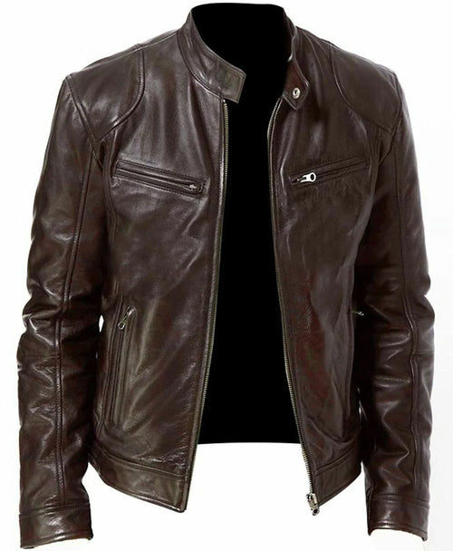 Men's Leather Jacket Bomber Motorcycle Biker Pu Leather Casual Loose