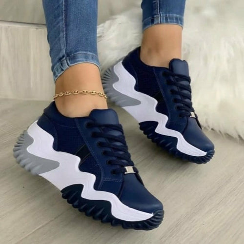 Women's Thick Sole Canvas Sneakers – Casual Summer Platform Shoes, Lightweight Lace-Up Everyday Footwear