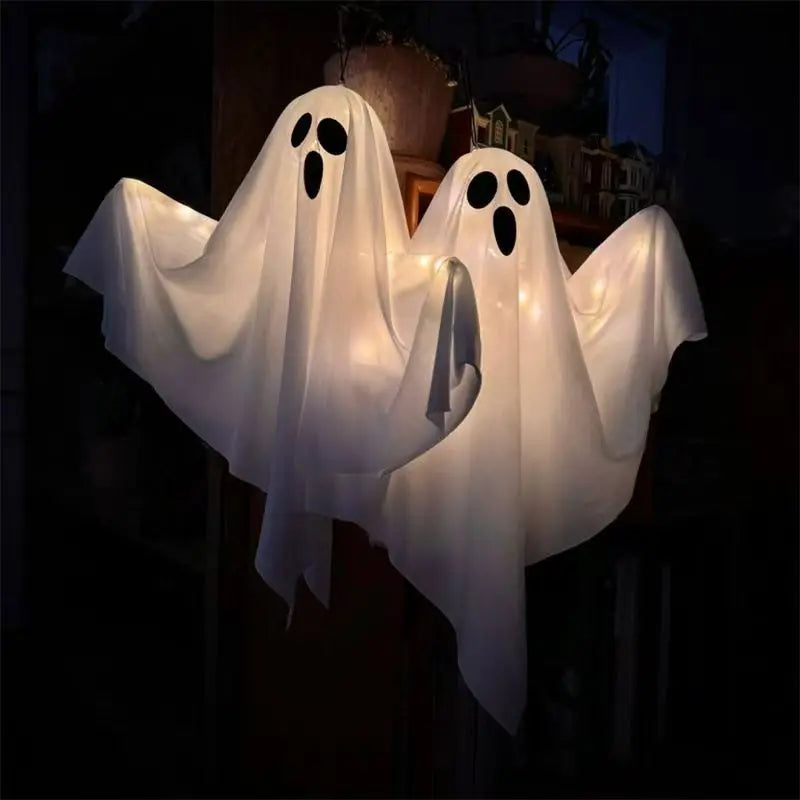 New LED Glow Ghost Party Halloween Decoration for Home Indoor Outdoor Haunted House Bar Hanging Horror Props with Lights