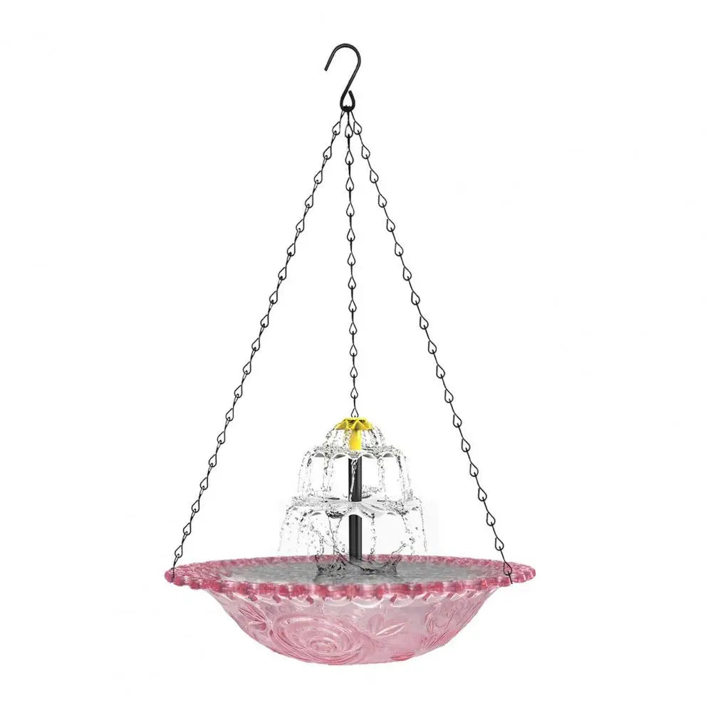 Solar Bird Bath Solar Powered Hanging Bird Bath Fountain Outdoor Cascade Water Fountain Pump Hummingbird Shower Bowl for Garden
