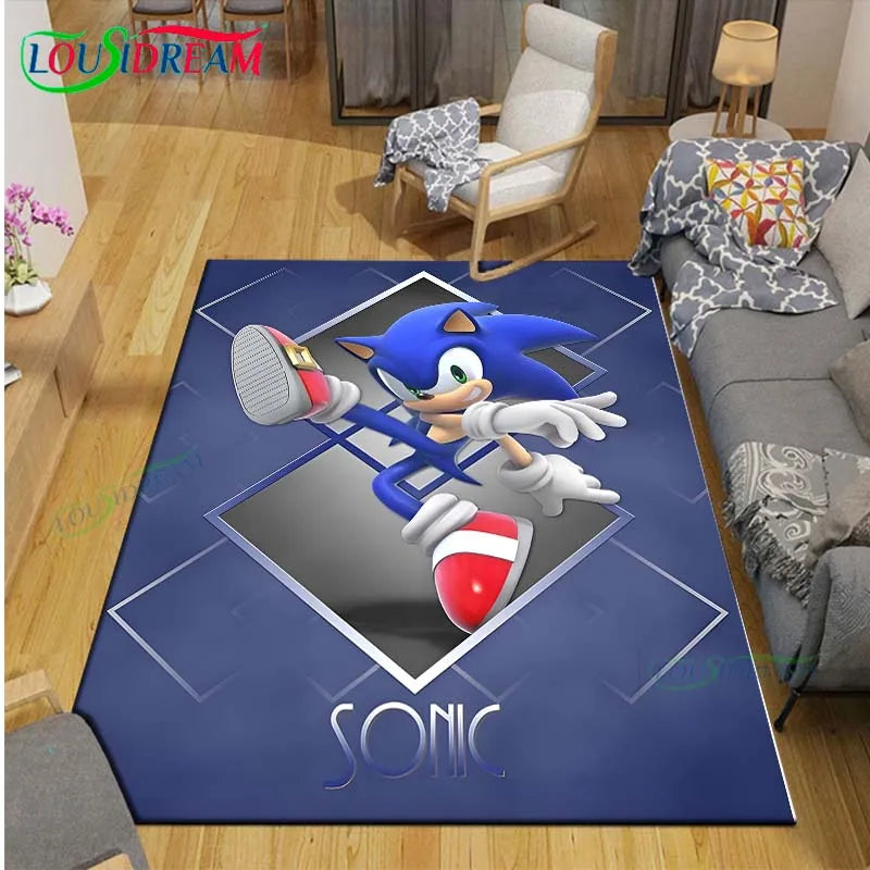 3D Cartoon Area Rug, Printed Polyester Crystal Velvet Carpet with Non-Slip Backing, Cute Kids Bedroom & Living Room Mat for Playroom, Nursery, Home & Decor