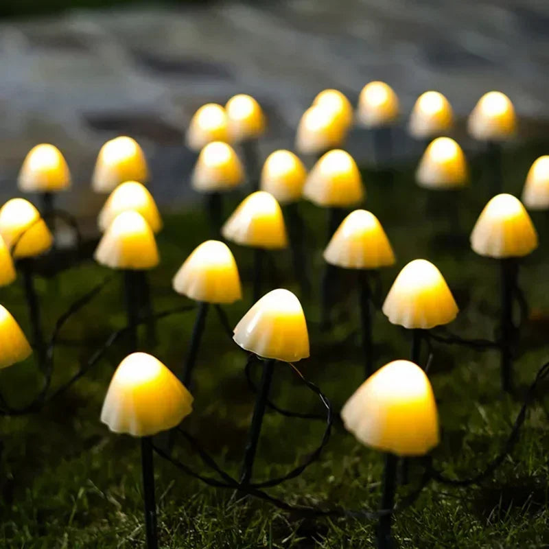 Solar Mushroom String Lights 5M, IP65 Waterproof LED Garden Lights for Outdoor Patio, Terrace, Pathway, Yard & Landscape Decor
