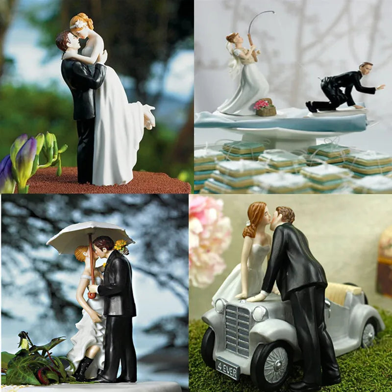 The Look of Love Bride & Groom Wedding Cake Topper, Romantic Resin Couple Figurine Decoration, 8–15cm Wedding Cake Topper for Engagement, Birthday & Celebration Decor