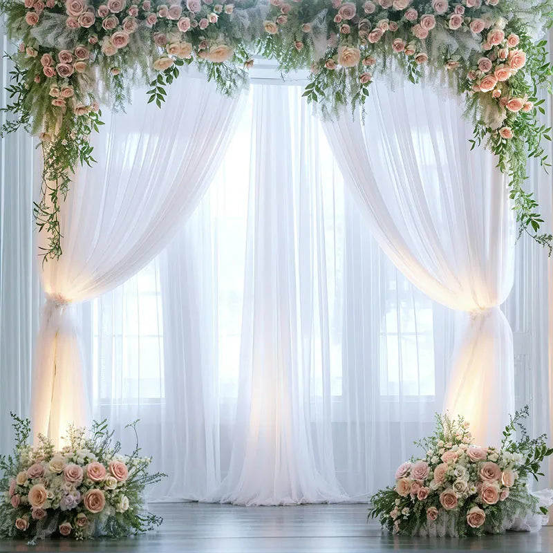 White Sheer Tulle Curtain, 1-Panel Transparent Polyester Window Curtain for Living Room, Bathroom & Door, Classic Home Decor & Photography Backdrop