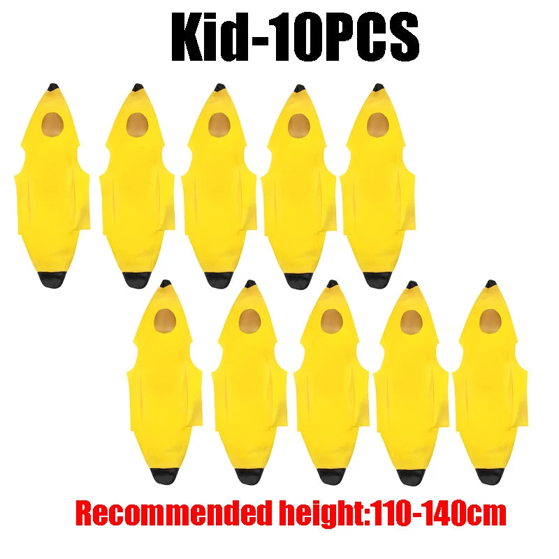 Banana Halloween Costume for Adults Kids Funny Fruit Stage Outfit Carnival Party Performance Wear Comedy Costume Set