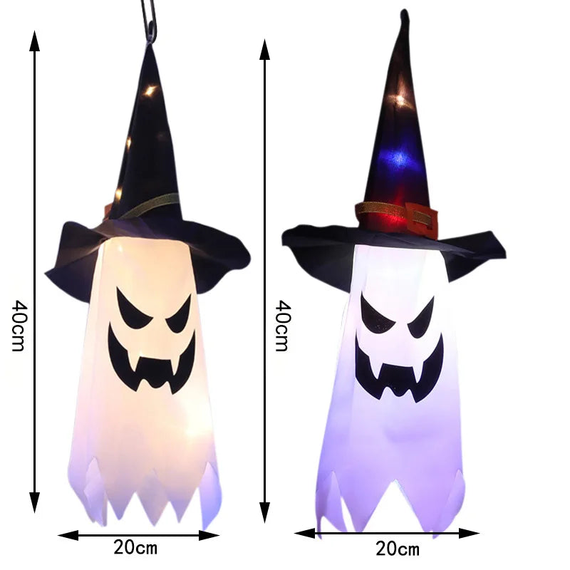 Halloween Glowing Witch Hat Lanterns Hanging Decor for Garden Porch Room Indoor Outdoor Holiday Party Props Decor,Ghost Light