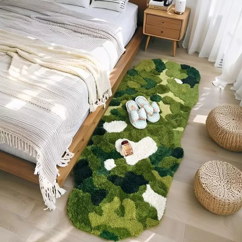 Green Moss Tufted Rug – Plush Non-Slip Area Carpet for Bedroom, Living Room & Home Décor