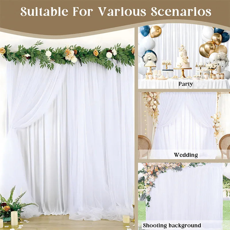 White Sheer Tulle Curtain, 1-Panel Transparent Polyester Window Curtain for Living Room, Bathroom & Door, Classic Home Decor & Photography Backdrop