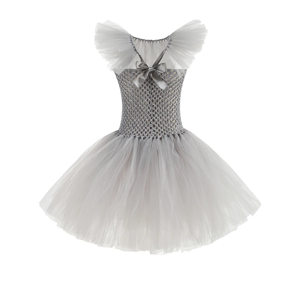 Halloween Costume Girls Gray Tutu Scary Vestidos Joker Dress Kids Cosplay Clown Costume Carnival Party Dress Up