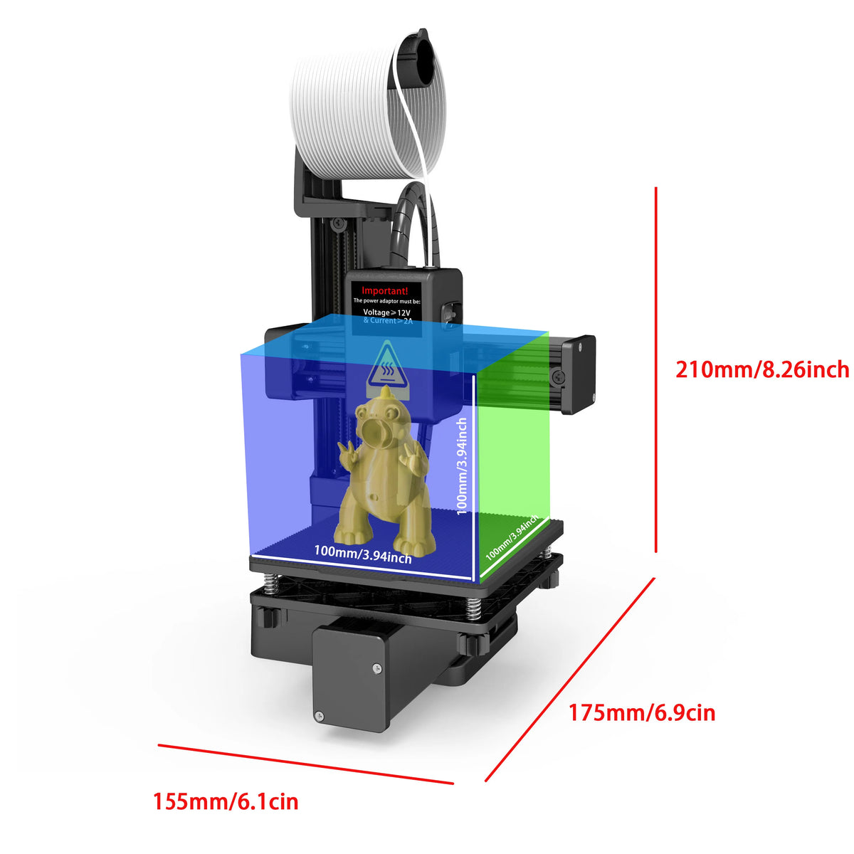 EasyThreed K10 3D Printer – Entry-Level FDM Printer for PLA & TPU 1.75mm Filament, 100×100×100mm Build Size, USB