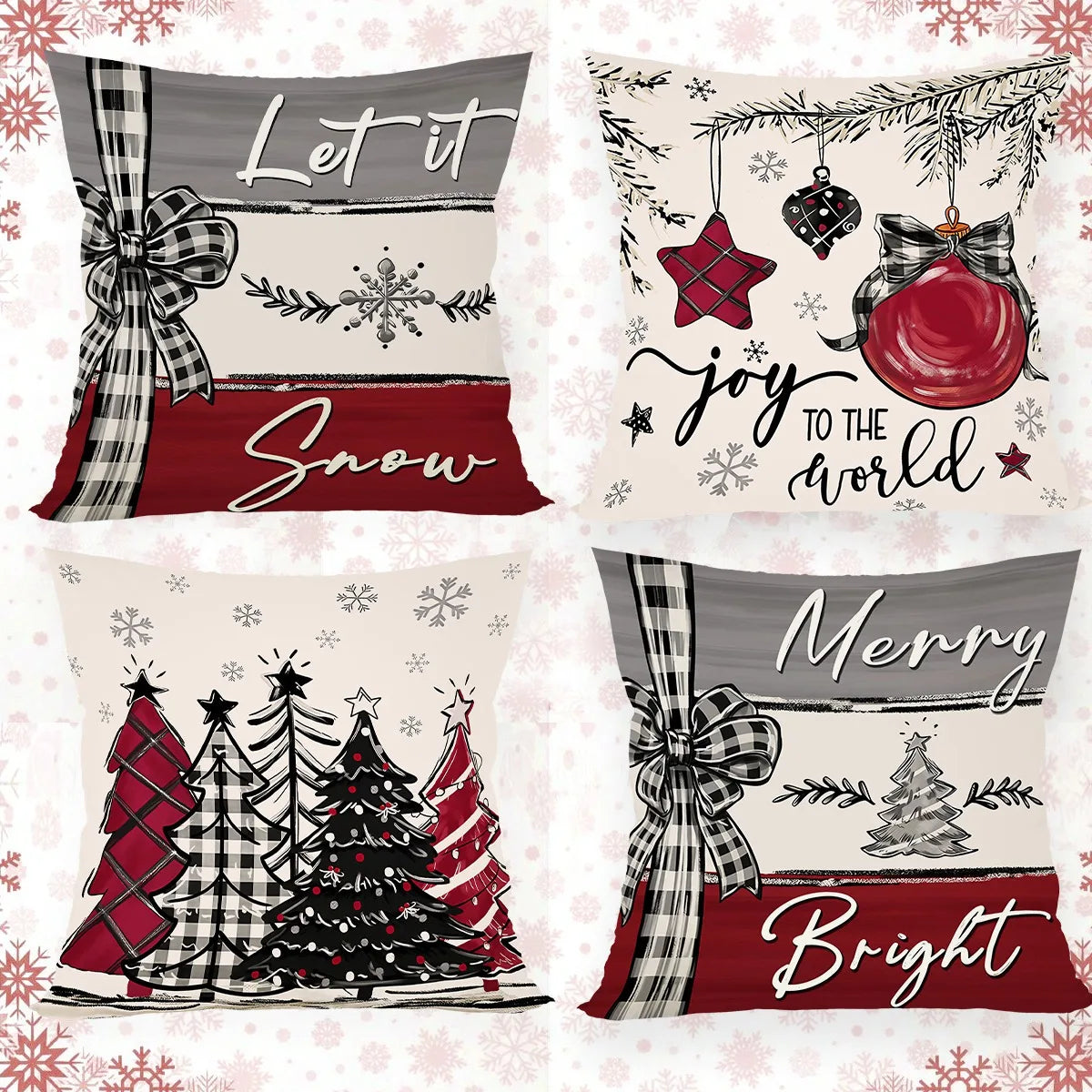 Merry Christmas Decorative Pillow Cover, Festive Throw Pillowcase for Bedroom, Sofa & Living Room, Holiday Cushion Cover for Christmas Home Decor