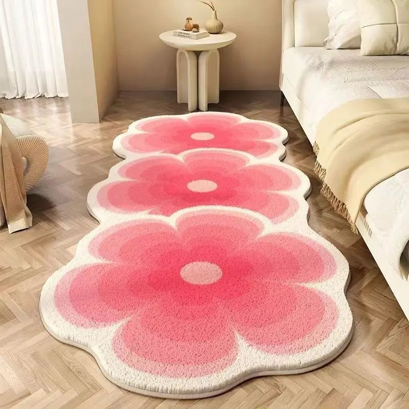 Spanish Style Plush Rug, Scenic Pastoral Acrylic Carpet with PVC Backing, Soft Flocked Rectangle Floor Mat for Bedroom, Bedside, Living Room & Home Decor
